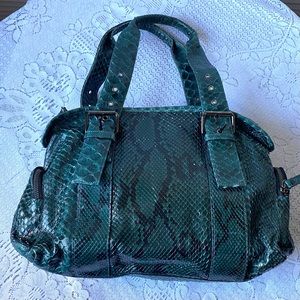 Rocco P. Rare Handbag Snakeskin In Green With Dust Bag